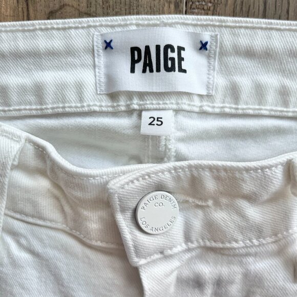 Paige Skyline Skinny Crop Jeans White Size 25 Raw Hem Stretch Denim Casual - Picture 2 of 7